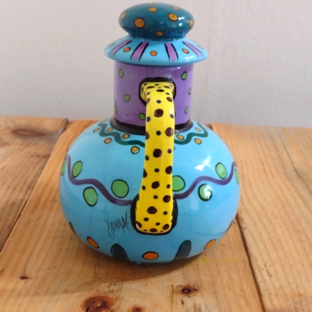 Hand Painted Large Ceramic Polka Dot Tea Pot